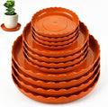 12 Packs Terracotta Wave Plant Saucer - Plastic Flower Pot Drip Trays/Durable Heavy Duty Red Plant Tray for Indoor and Out Door Plant(6/8/10 inch)
