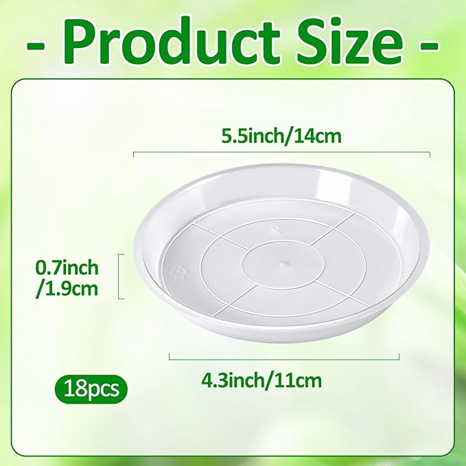 Augshy 18 Pack Plant Suacer 6 Inche Plant Drip Trays for Pots Clear Plant Pot Trays Water-Repellent Plant Saucers for Gardens Balconies and Indoors