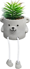 Artificial Succulents in Cement Pots with Hanging Leg, Potted Cute Mini Fake Plants for Office Desk Decor, Faux Succulent Plants Indoor Decorations - Set of 1