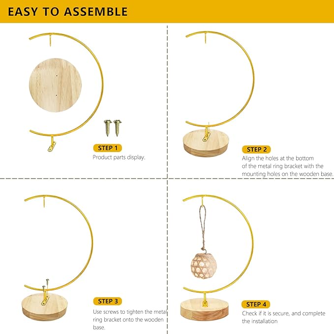 YY YEARCHY Awesomes Terrarium Ornament Display Stand Metal Stand Air Plant Stand Flower Pot Stand Holder Iron Pothook Stand for Hanging Glass Terrarium Globe Ball (1, Bright Gold)
