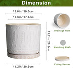 Ceramic Pots for Plants 12 Inch - Large Ceramic Planters for Indoor Plants Outdoor Modern Flower Pot with Drainage Holes and Saucer for Office Garden Patio White