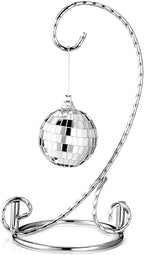 MorningRo 1 Pcs Ornament Display Stand 7.5" Height Ornament Stand Holder Ornaments Hanger Terrarium Bracket Air Plant Holder Hanging Hook for Christmas Home Party Wedding Decoration(Silver)