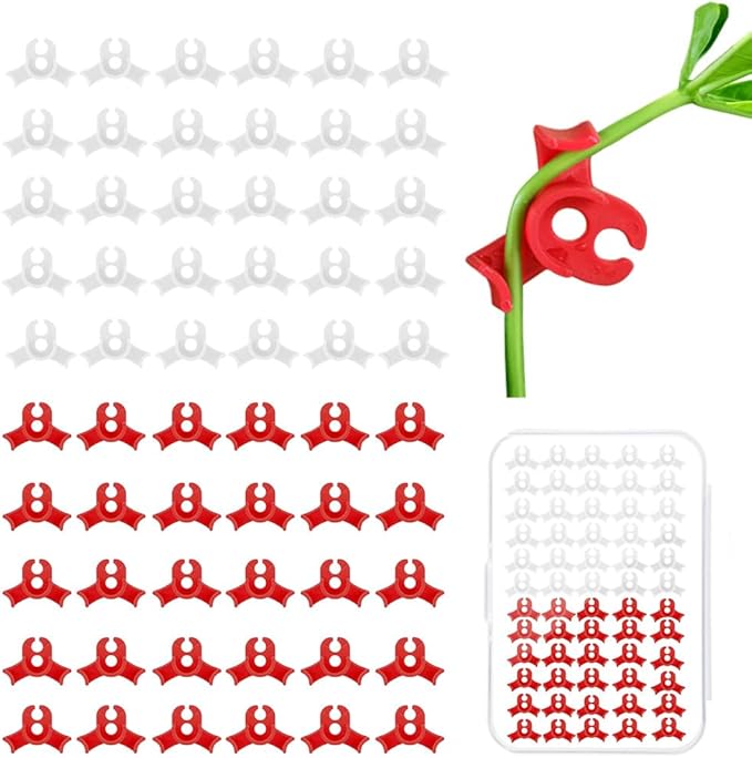 60PCS Plant Training Clips, 90 Degrees Bud Trainer Clips Low Stress Training Clips Bud Bender for Plant Gardening (Red+White)
