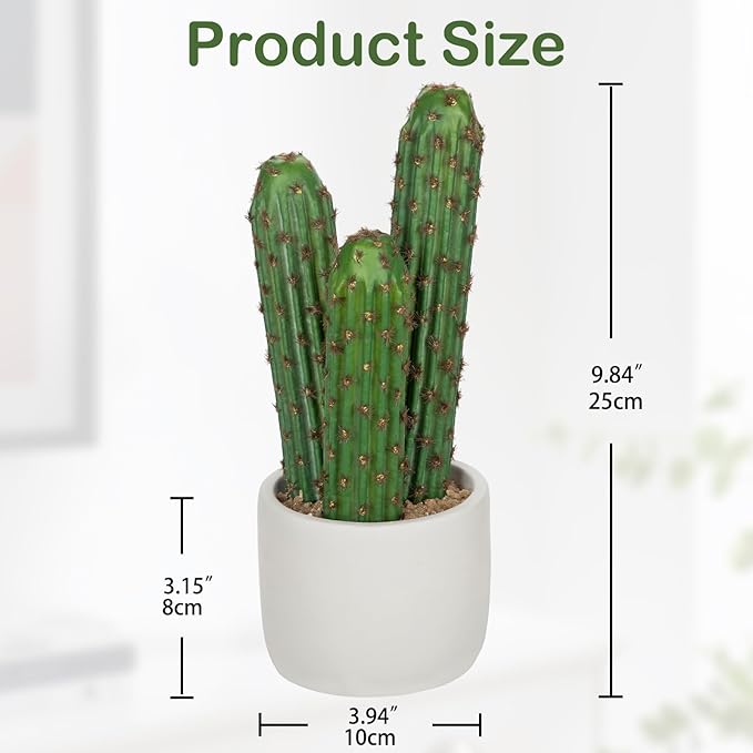 DILATATA 9.8” Small Fake Cactus Plant Potted Cactus 'Saguaro ' Faux Cacti Plants Artificial Cactus for Home Garden Office Decor Housewarming Gifts Fake Cacti