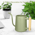 Watering Can Indoor Plants, 35 oz/1000 ml Metal Stainless Steel Watering Can Pot with Long Spout for Indoor House Plants Bonsai Outdoor Garden Flower Decorative (Sage Green)