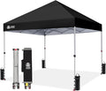 CROWN SHADES 8x8 Pop Up Canopy, Patented Center Lock One Push Instant Popup Outdoor Canopy Tent, Newly Designed Storage Bag, 8 Stakes, 4 Ropes, Silver-Coated Black