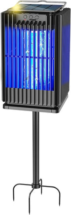 Solar Bug Zapper Outdoor, Solar Mosquito Zapper Outdoor with Ground Bracket, Cordless Waterproof Fly Zapper with Illuminated Light, 5000mAh Rechargeable Mosquito Killer