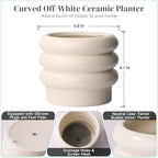 Tiered Bubble Ceramic Plant Pot, Creamy White 6 Inch Ceramic Planter with Drainage Holes, Flower Pot with Mesh Pad, Rubber Plugs, Plante Pots for Indoor Plants Outdoor, Modern Décor