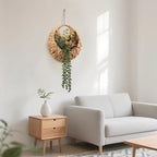Fake Plants Hanging Artificial Succulents Plants in Woven Basket, Faux String of Pearls Greenery Plants for Living Room Bathroom Boho Wall Decor