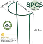 LEOBRO Plant Support, 8 PCS Peony Cages and Supports, Metal Plant Stakes, Plant Supports for Indoor Plants, Outdoor Plants, Monstera Hydrangea Support Cage, 10" W x 24" H