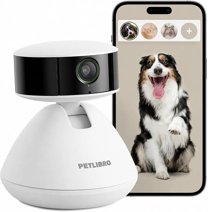 PETLIBRO Dog Camera with Phone App, 360° Auto Tracking Pet Camera for Home Alone Pets, Real-Time Alerts, Two-Way Audio, Color Night Vision, Indoor Camera for Dogs & Cats