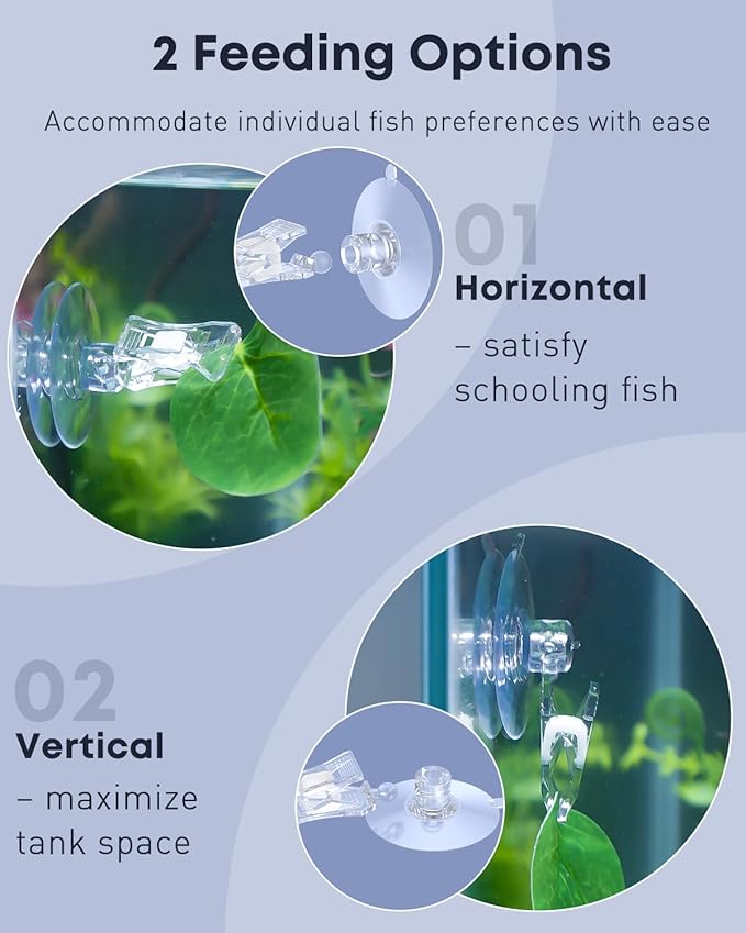 Pawfly 12 Pcs Aquarium Suction Cups with Clips, Plant Leaf Seaweed Clip, Fish Tank Accessories, Aquarium Suction Cup Clips, Clear Plastic Fish Feeding Tool, Underwater Fish Feeder, Veggie Feed Holder