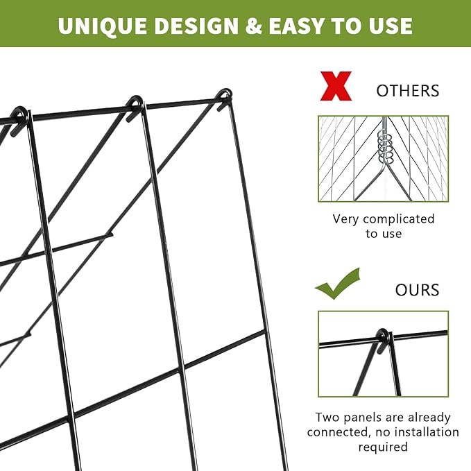 Cucumber Trellis 2 Pack, Foldable A-Frame Garden Trellis for Raised Bed Garden Grow Support with Plant Support Clips, Twist Ties, Plastic Ties, for Cucumber,Tomato, Climbing Plants and Flowers