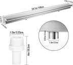 Pool Waterfall Fountains, Stainless Steel Rectangular Pool Waterfall Spillway with Pipe Connector for Indoor/Outdoor Decorative (59.1 Inch)