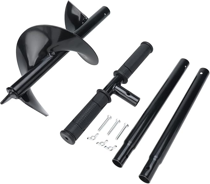 Garden Auger Drill Bit 5.9"x33", Large Hand Auger Drill for Planting, Post Hole Digger Manual Auger Spiral Drill Bit with Non-Slip Handle, Bulb Planting Auger Fence Post Auger