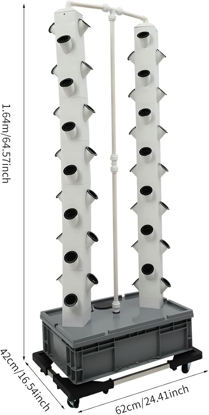 Hydroponic Growing System, 56-Plant Hydroponic Tower Outdoor Indoor Garden Vertical Planter Germination Kit with Water Pump, Intelligent Water Circulation & Timer Herb Garden kit for Gardening Lover