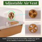 Premium Mushroom Monotub [XLarge, 68Q Grow Kit] Portable and Compact Fruiting Chamber with Filter Discs, Liner and Adjustable Air Vents, 22.8 x 15.7” x 12”, Brown