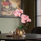 CXGS Orchids Artificial Flowers Realistic Fake Flowers in Ceramic Vase 20" Pink Faux Plants Indoor Lifelike Soft PU Phalaenopsis for Centerpiece Hotel Home Decor