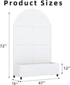 Casaphoria Metal Raised Garden Bed with Trellis and Wheels, 72"x47"x16" Arched Planter Box for Climbing Plants, Vegetables & Vines, Features Drainage Holes and Privacy Screen (White-Louvered)