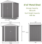 Patiowell 6x4 FT Storage Shed, Outdoor Metal Sheds with Lockable Door and Sloping Roof, Waterproof Outside Utility Garden Tool Shed with Breathable Vents for Patio Lawn Backyard, Gray