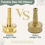 Twinkle Star Brass Hose Nozzle 4 Pack, Jet Nozzle High Pressure Hose Nozzle with Leakproof Shut off Valve, Upgraded Valve Handle, 3/4” GHT Nozzles for Garden Hose, Car Wash, Extra 2 Rubber Washers