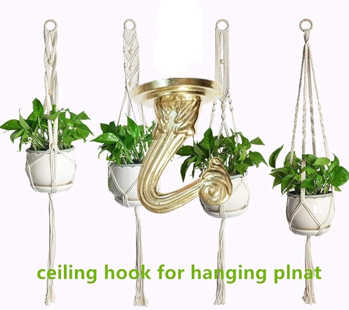 6 Sets White Ceiling Hooks for Hanging Plant, Heavy Duty Swag Toggle Hooks with Hardware (Gold)