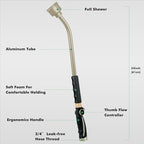 RESTMO Long Watering Wand, 24 Inches Gentle Soft Full Shower Sprayer Wand with Thumb Flow Control, Heavy Duty Metal Hose Wand for Hanging Baskets, Shrubs, Plants, Flowers, Garden and Lawn