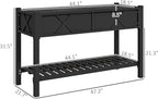 Outsunny Raised Garden Bed, Elevated Wood Planter Box with Storage Shelf, Drainage Holes and Liner for Backyard, Patio, Balcony, 47 x 22 x 31.5 in, Black