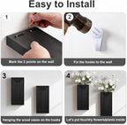 Wooden Wall Planter Vase,2 Pack Hanging Planter for Indoor Fake Plants Modern Boho Farmhouse Wall Art Decor for Home Indoor Kitchen Modern Farmhouse Bathroom Living Room Dining Room(Black)
