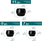 vancasso 3-Pack Ceramic Plant Pots, 7.3/9.6/11.6 Inch Indoor Planters with Saucers & Drainage Hole Planter pots for Indoor Plants and Flower, Black