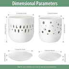 Set of 2 Orchid Pot, 5+6 Inch Orchid Pots with Holes, Orchid Pots for Repotting, Ceramic Flower Pots with Drainage and Tray, Planters for Indoor/Outdoor Plants - White