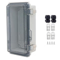 Waterproof Junction Box, ABS Plastic Electrical Box with Stainless Steel Latch, Hinged Cover Electric Project Enclosure Box with Mounting Plate, Wall Brackets & Cable Gland 7.9"x3.9"x2.8"