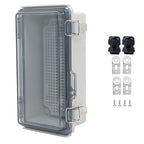 Waterproof Junction Box, ABS Plastic Electrical Box with Stainless Steel Latch, Hinged Cover Electric Project Enclosure Box with Mounting Plate, Wall Brackets & Cable Gland 7.9"x3.9"x2.8"
