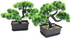 Artificial Plants Fake Bonsai Pine Trees Plants Greenery Japanese Pine Bonsai Tree Desktop Display Simulation,Office,Living Room,Zen Garden Decoration Indoor Home Décor(2 Pack Potted)