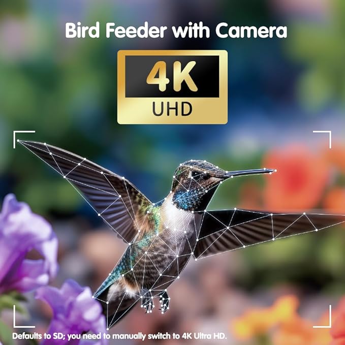 Bird Feeder with Camera, 4K UHD AI Video Bird Feeder Camera, Solar Powered Smart Bird Feeder with Camera for Outside, Instant Arrival Alerts, 3-in-1 Design, Ideal Gifts for Bird Lovers, Blue
