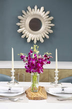 KaBloom - 20 Purple Orchid with vase - Fresh Flowers for Birthday, Valentine's & Mother's Day