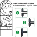 Amagabeli 4 Pack Garden Trellis for Climbing Plants Outdoor 46" x 15" Rose Wrought Iron Trellis for Vine Vegetable Flower Ivy Cucumber Decorative Trellis Black