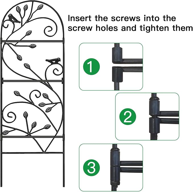 AMAGABELI 2 Pack Garden Trellis for Climbing Plants Outdoor Trellis 46" x 15" Climbing Rose Trellis Metal Trellis for Vines Flower Patio for Grape Cucumber Clematis Decorative Trellis Black