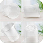 Bluepro 30 Packs 1 Gallon Reinforced Clear Nursery Pots with Drainage Holes, 7 Inch Transparent Plastic Plant Pot Seedling Planter for Vegetable Propagation, Root Cutting, Seed Starting