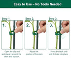 100Pcs Plant Support Clips - Plastic Stem Clips for Climbing Plants, Tomato Vines, Grape Vegetables, Secure & Reusable Garden Clips (Green)