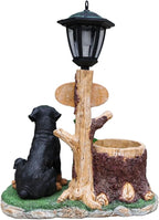 Animal Outdoor Statue Planter Solar Light Welcome Garden Sculpture Resin Flower Pot Decorative Porch Patio Yard Lawn Entryway Figurine with LED Lamp Rustic Plant Holder Ornament Courtyard (L)