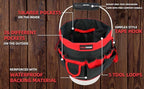 MELOTOUGH Bucket Caddy Organizer Bucket Tool Organizer for Garden Tools Fit 3.5 to 5 Gallon Bucket (Red)