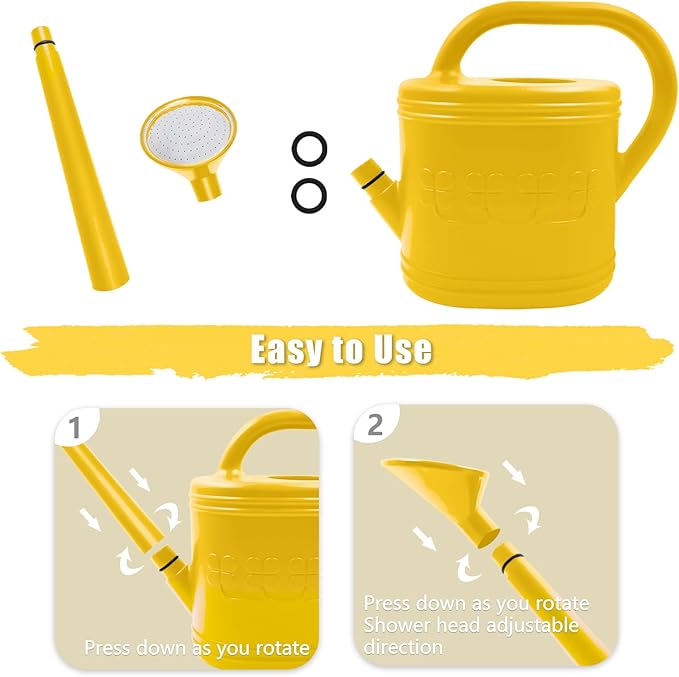 Watering Can for Indoor & Outdoor Plants, Plant Watering Can with Stainless Steel Shower Head, 1 Gallon Plastic Watering Can for Garden, Flowers, Vegetable, Greenhouse