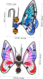 HANABASS 3Pcs Stained Glass Butterfly Plant Pot Hugger Decor - Metal Hanging Flower Planter Ornaments - Outdoor Garden Figurine Art for Potted Plants & Herbs
