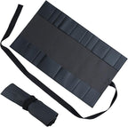 Wazakura Made in Japan Bonsai Tool Case with 16 pockets in Polyurethane Leather, Japanese Garden Tool Kit Roll Storage Bag - 16 Pockets Black PU Leather