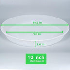 2 Pack of 10 inch Plant Saucer Gray, Heavy Duty Plastic Plant Saucer 10 inch Round, Durable Plant Tray for Pots, Plant Saucers for Indoors, Plant Trays for Planter 9"/10" (10", Clear)