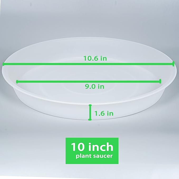2 Pack of 10 inch Plant Saucer Gray, Heavy Duty Plastic Plant Saucer 10 inch Round, Durable Plant Tray for Pots, Plant Saucers for Indoors, Plant Trays for Planter 9"/10" (10", Clear)