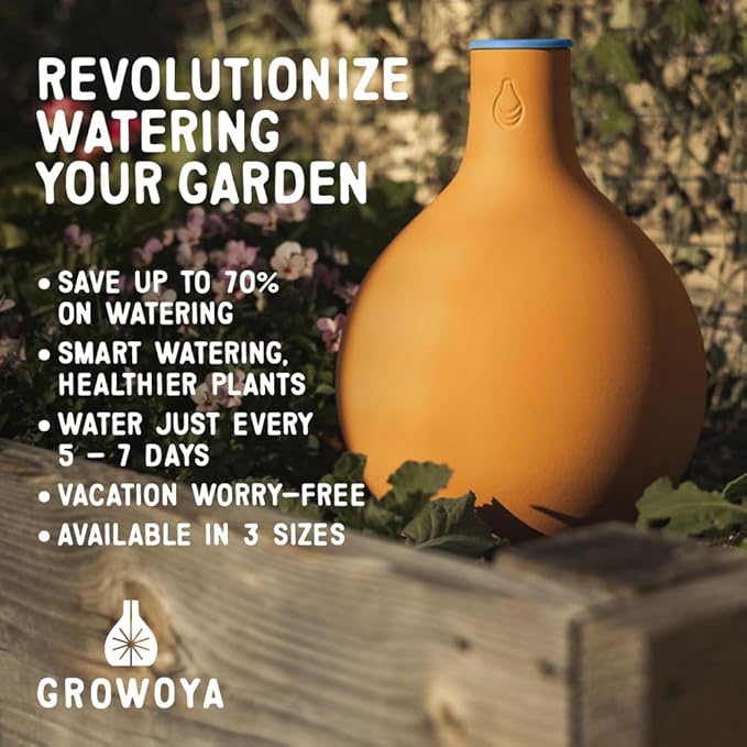 Growoya Garden OYA Small Watering Pot Plant Irrigation System Sustainable Traditional Olla Watering Smart Underground Watering Available for Garden Beds Raised Beds and Grow Bags