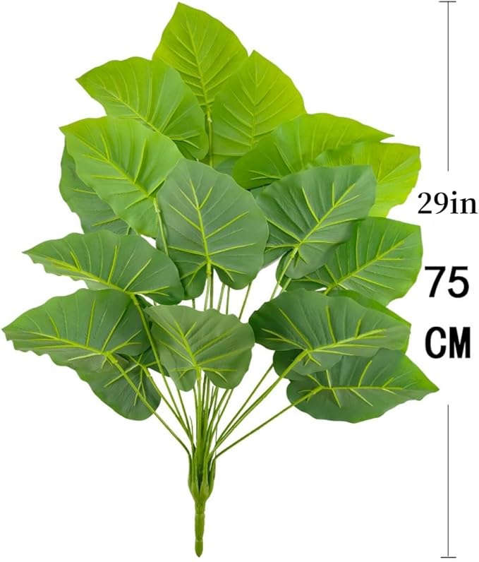 Artificial Caladium Plant with Red and Green Leaves, Red Leaf Artificial Plants Decoration Simulated Bonsai Potted Decor Home Room Party Wedding Office Floor (Green(No Flowerpot), 75cm)