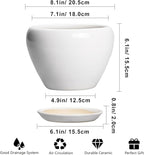 Ceramic Pot for Plants - 8 Inch Ceramic Planter for Indoor Plants, Modern Round Planter with Drainage Hole and Saucer, Plant Lover Gifts, Home Office Garden Decor, White